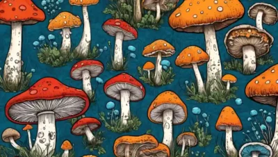hongos hongos con fórmulas químicas o estructuras que los rodean.