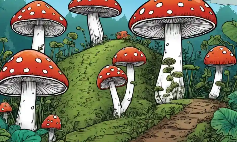 Un patrón de crecimiento de hongos se destaca entre las escenas ecológicas de la naturaleza.