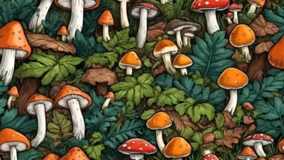 Diferentes tipos de hongos creciendo en el suelo forestal.