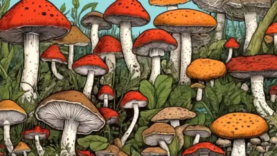 Un disparo de cerca de varias especies de hongos