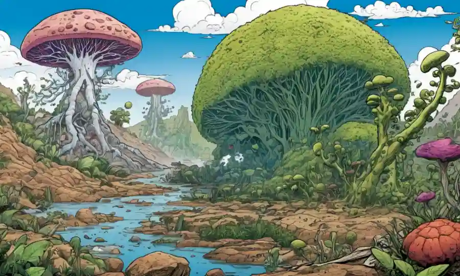 Ejemplos de relaciones simbióticas entre endofitos y plantas en diferentes épocas geológicas.