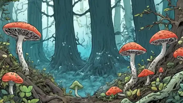 Redes fúngicas y bacterias interconectadas que prosperan entre los ecosistemas naturales.