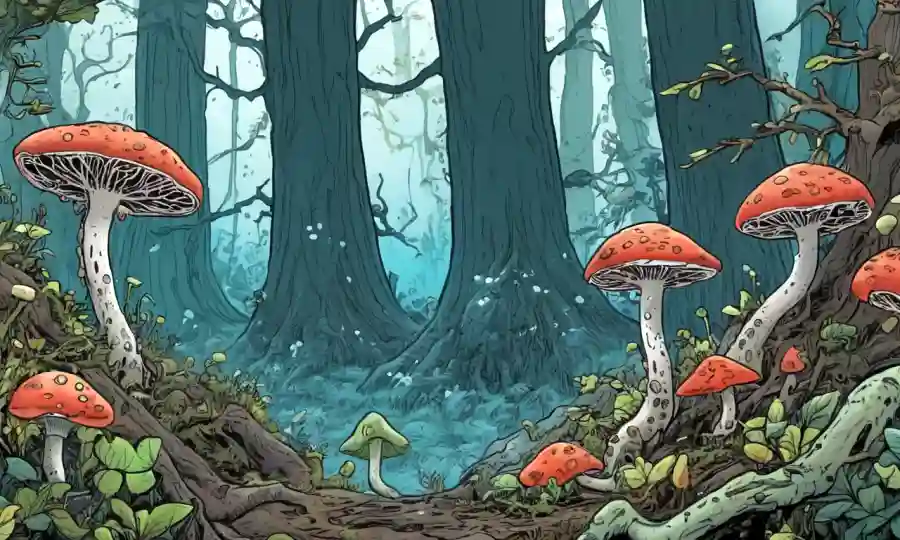 Redes fúngicas y bacterias interconectadas que prosperan entre los ecosistemas naturales.