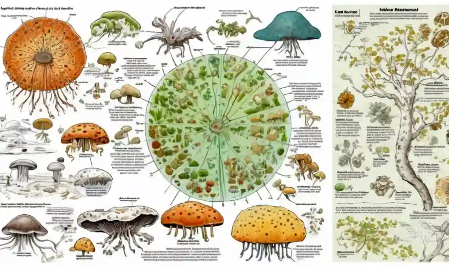 Gráficos y gráficos que ilustran las relaciones entre hongos y enfermedades en animales.