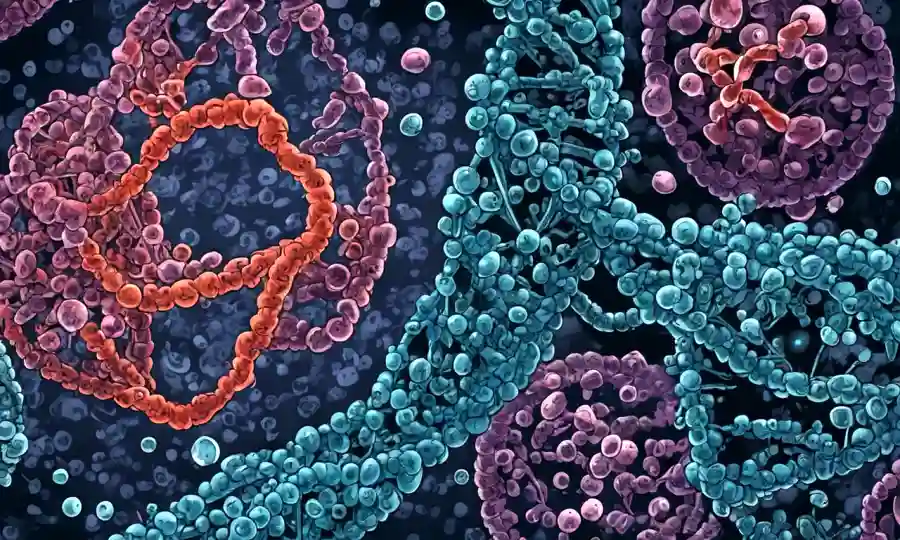 Imagen microscopio del código genético que compara las estructuras de ADN patógenos.
