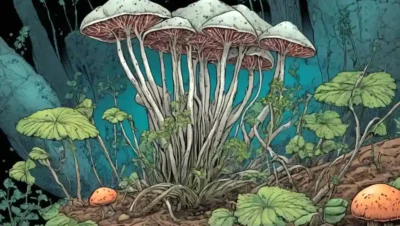 Crecimiento fúngico en una planta