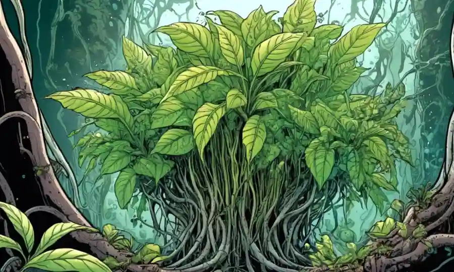 Una planta que prospera en un ambiente controlado con microorganismos beneficiosos.