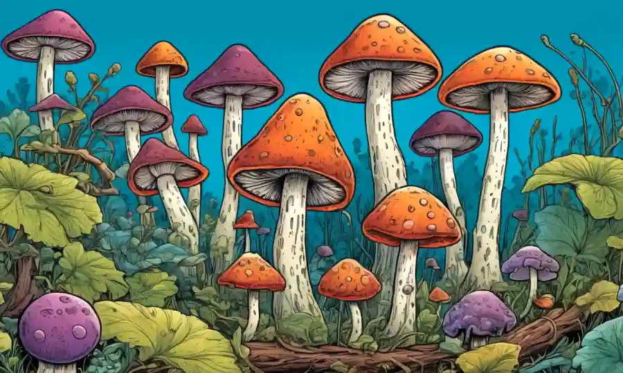 ilustraciones coloridas de diversos tipos de técnicas de reproducción fúngica.