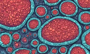 Imagen del microscopio mostrando patógenos fúngicos que afectan a las células animales.