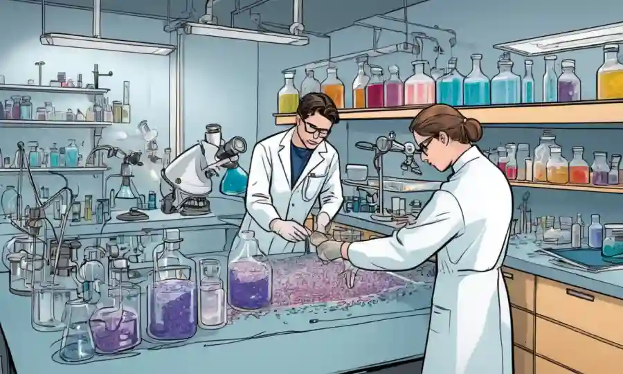Investigadores que realizan experimentos prácticos con microorganismos en un entorno de laboratorio.