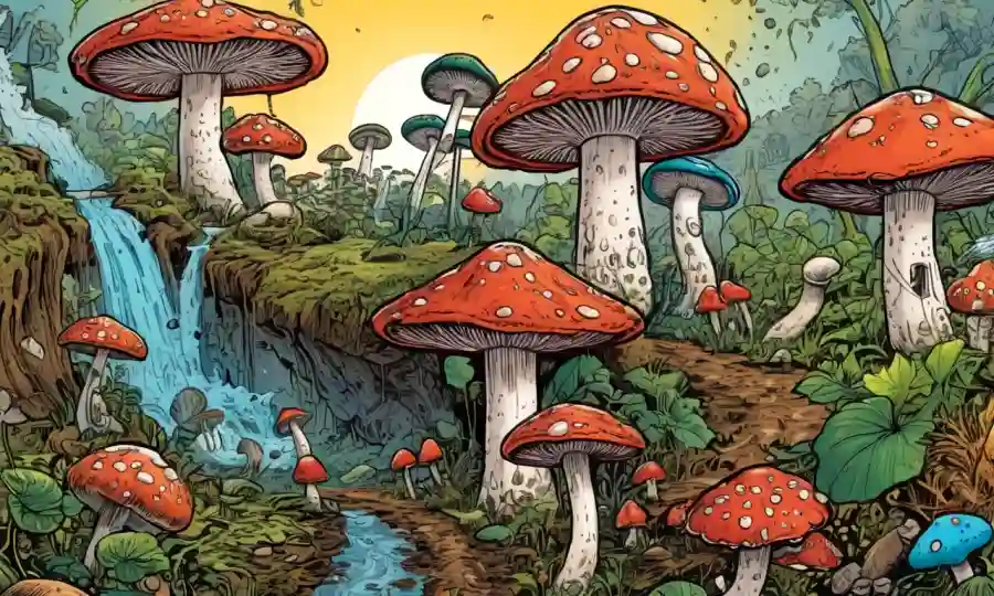 Esporas o hongos que crecen desde la tierra