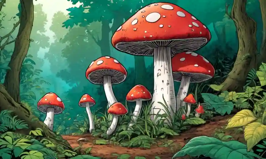 Setas creciendo en medio de la naturaleza exuberante, destacando su importancia ecológica y sorprendentes conexiones.