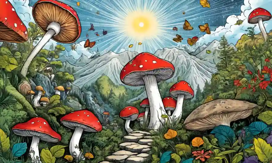 Setas, símbolos espirituales y escenas de la naturaleza entrelazadas con frases para el autodescubrimiento.