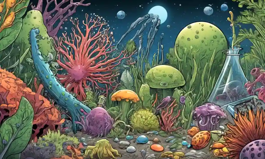 Los organismos microscópicos ilustraron entre diversos elementos ecosistémicos y herramientas científicas.