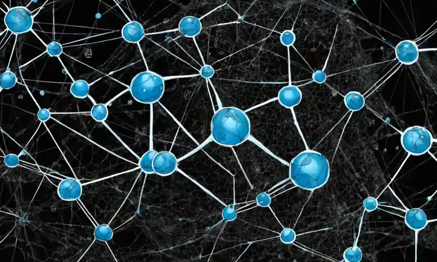 Nodos interconectados que representan relaciones simbióticas entre conceptos económicos y disciplinas en una estructura de red.