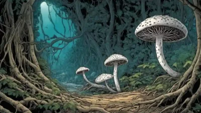Fungi conectado por hyphae subterráneo