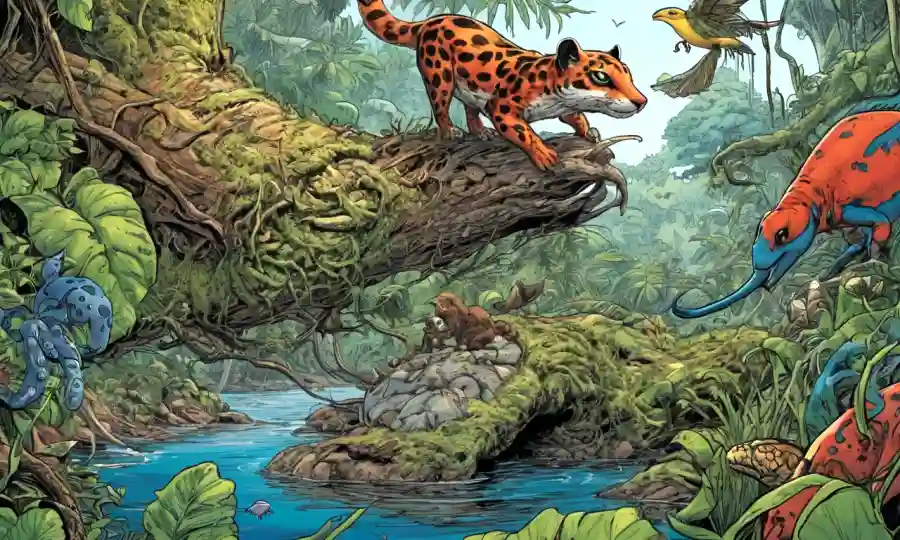 Imágenes interconectadas de diversos ejemplos naturales que muestran relaciones simbióticas entre especies.