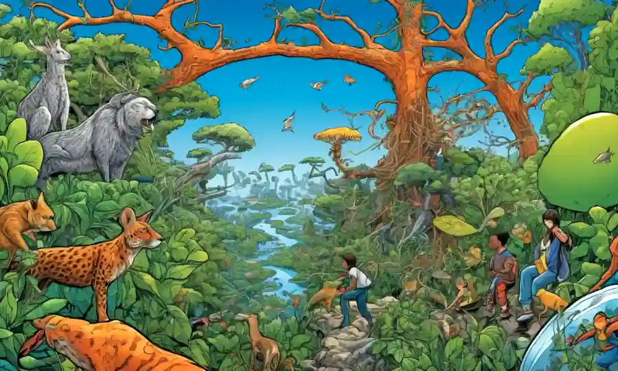Ilustración de red conectada con componentes humanos