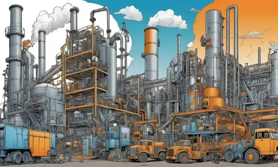 Un gráfico que muestra los pros y contras de la simbiosis industrial junto con ejemplos de diferentes industrias.