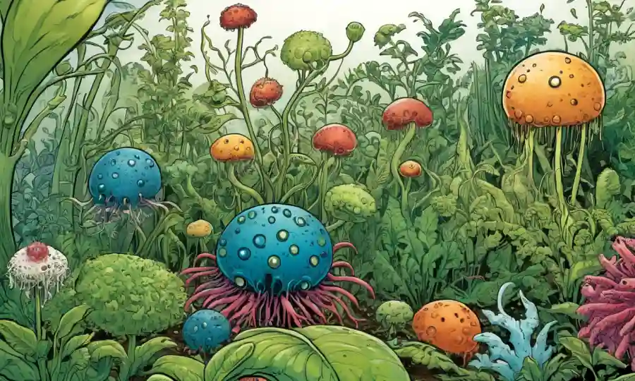 Microorganismos y crecimiento de plantas coexisten en un jardín