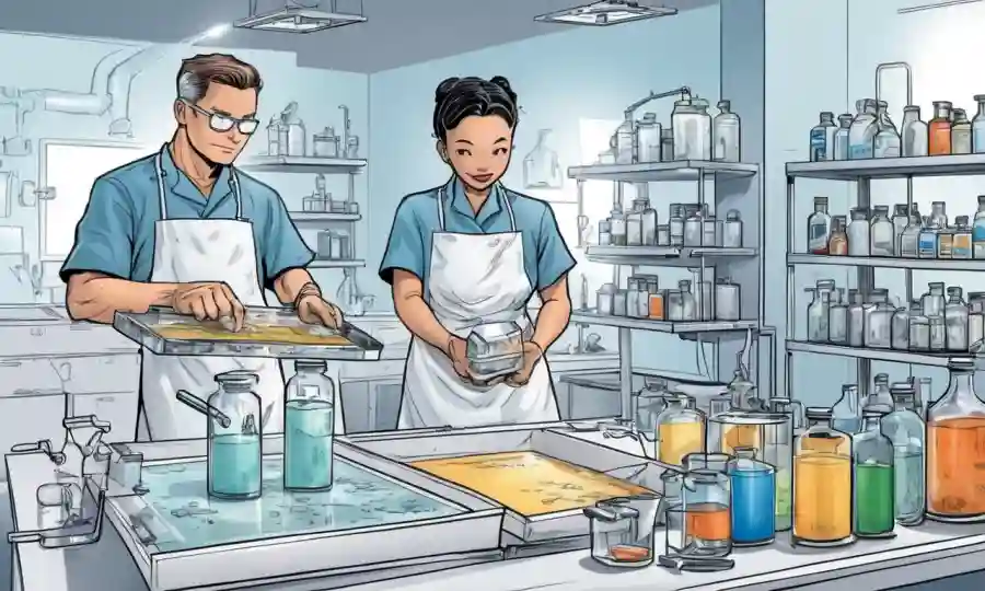 Una guía paso a paso para usar y comprender sustrato pasteurizado, con ilustraciones y equipo de laboratorio.