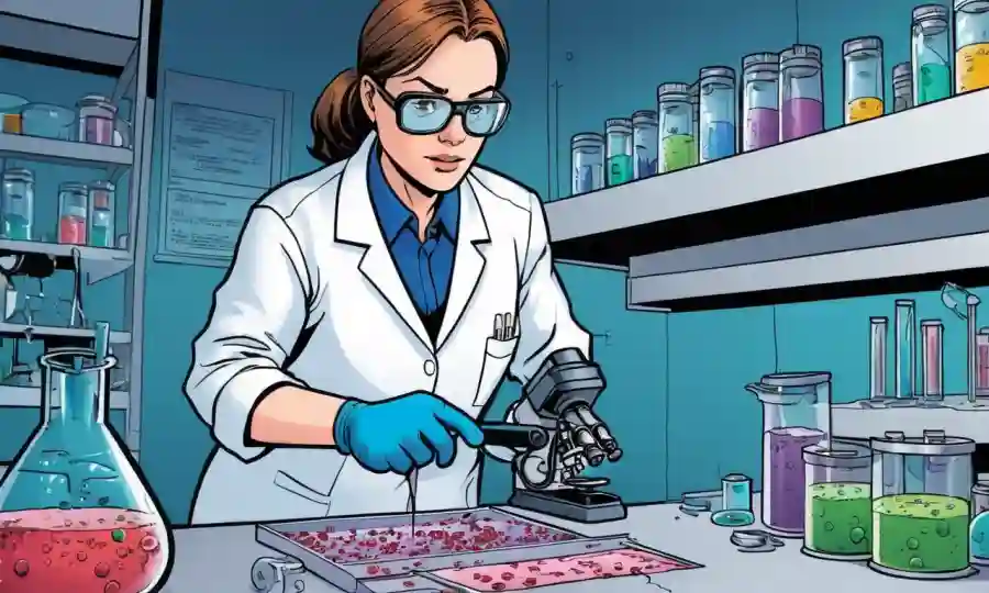 Laboratorio profesional utilizando equipos científicos para recoger muestras de microorganismo.