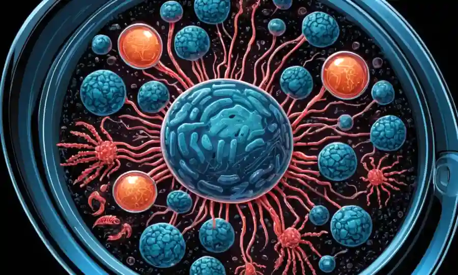 Código de inteligencia artificial que interactúa con microorganismos simbióticos en un plato Petri.