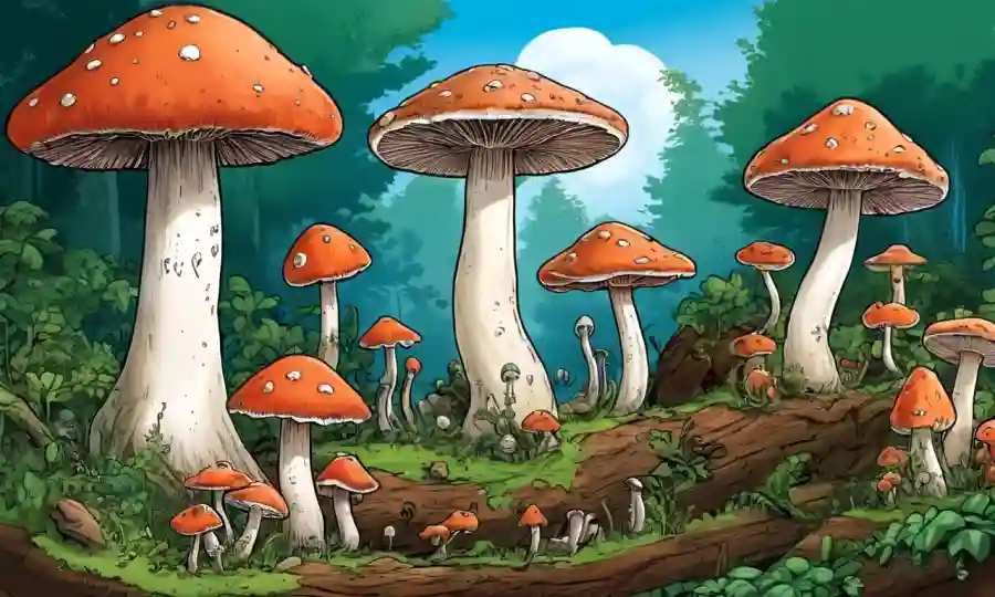 Un ciclo de vida de hongos de la cuchara a la madurez mostrado gráficamente.