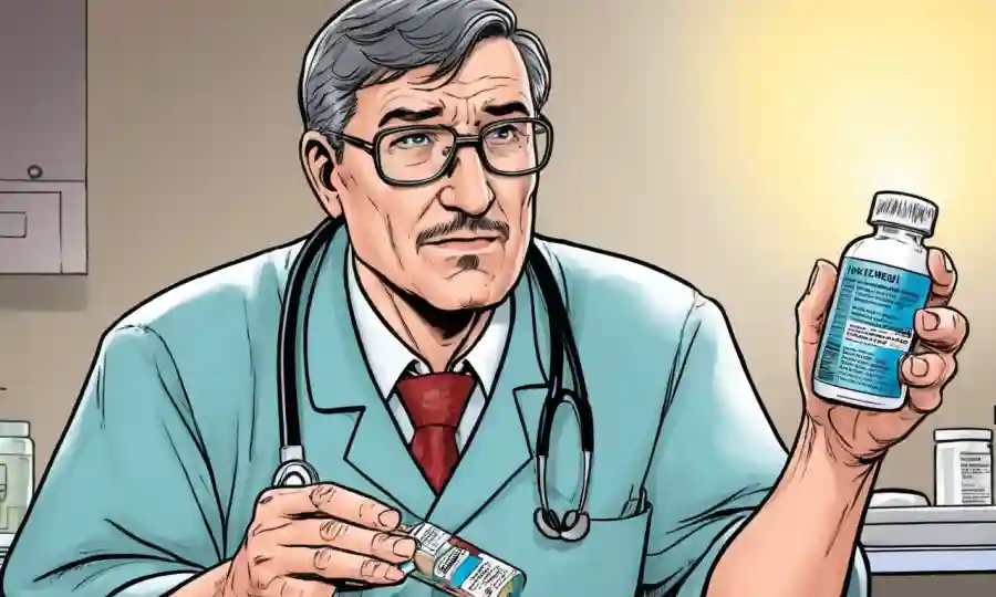 Doctor o paciente con medicamentos antifungales para tratamiento de la piel fúngica.