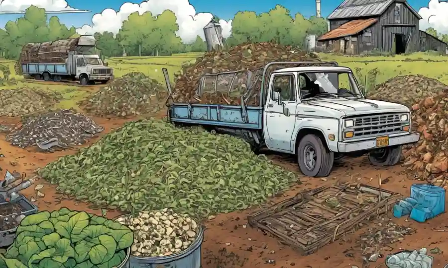 Una mezcla de residuos agrícolas, crecimiento de hongos y conceptos de reciclaje sostenibles.