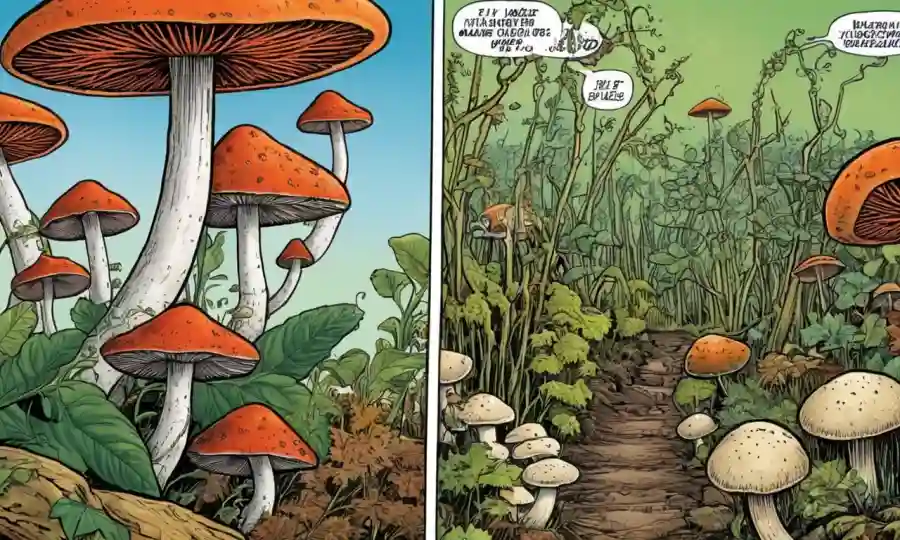 Debo admitir que no pude descifrar los títulos que significan! Sin embargo, sobre la base de las palabras, tomaré una oportunidad: ilustraciones de concepto agrícola basadas en hongos.
