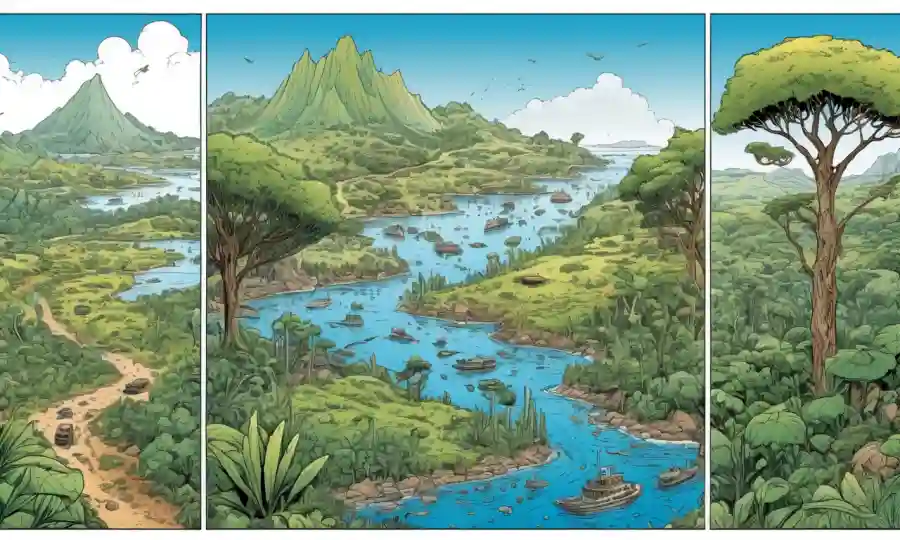 Ilustraciones que comparan variaciones morfológicas de hábitats.
